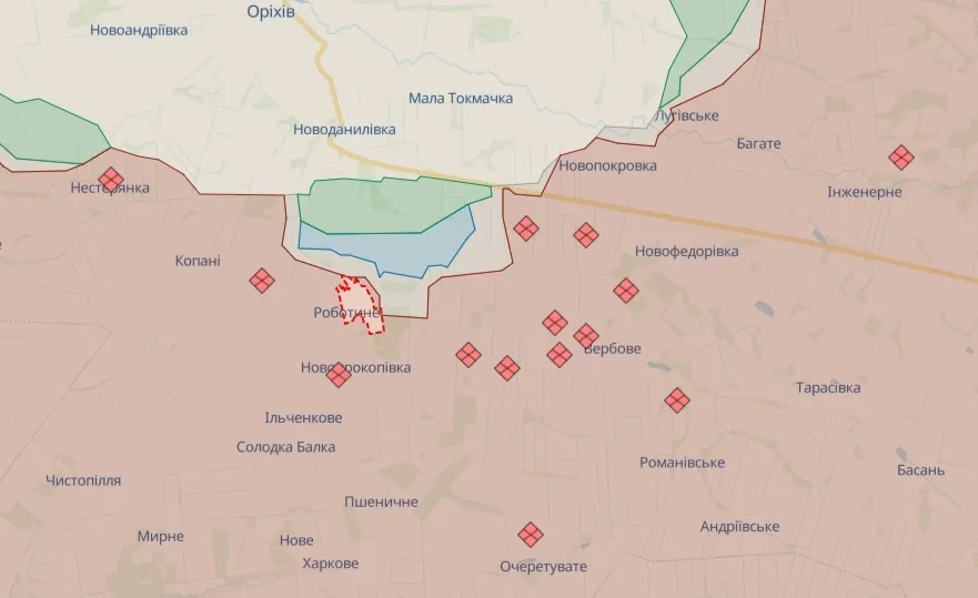 ВСУ продвинулись на Мелитопольском направлении, в районе Роботино идут бои. Карта