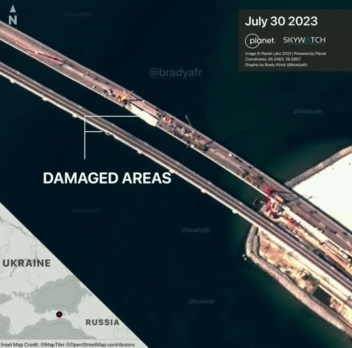 Повреждения очевидны: появились новые спутниковые снимки ремонта на Керченском мосту