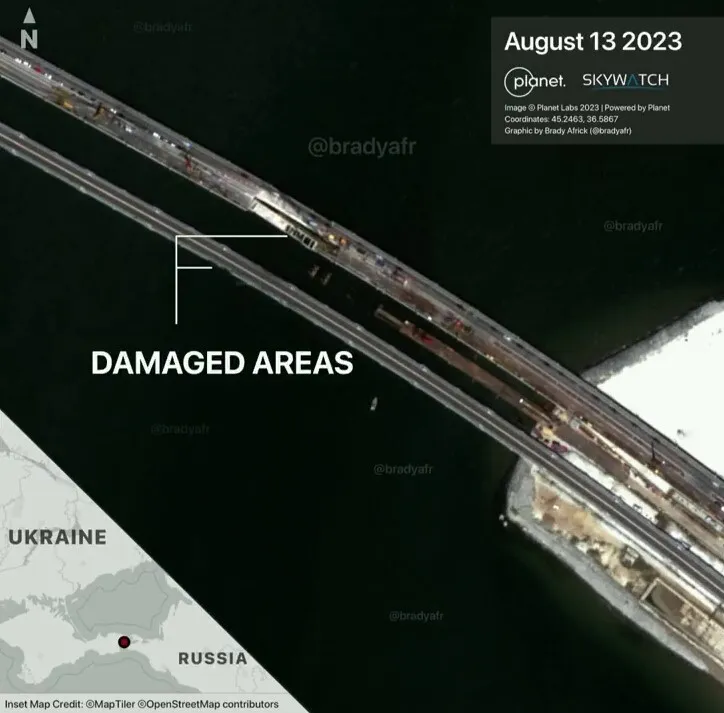 Повреждения очевидны: появились новые спутниковые снимки ремонта на Керченском мосту