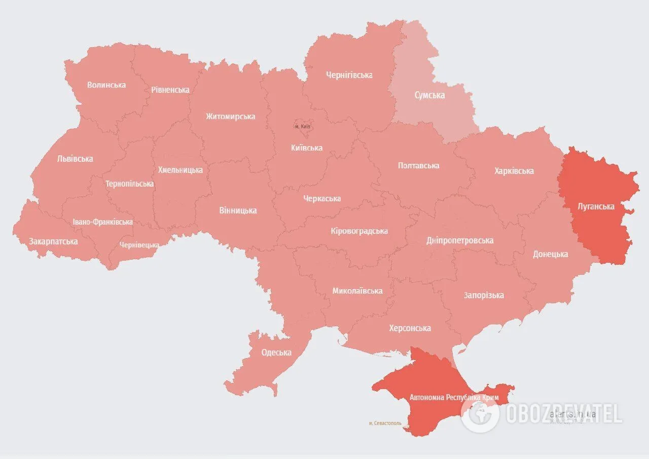 Карта тревоги в Украине