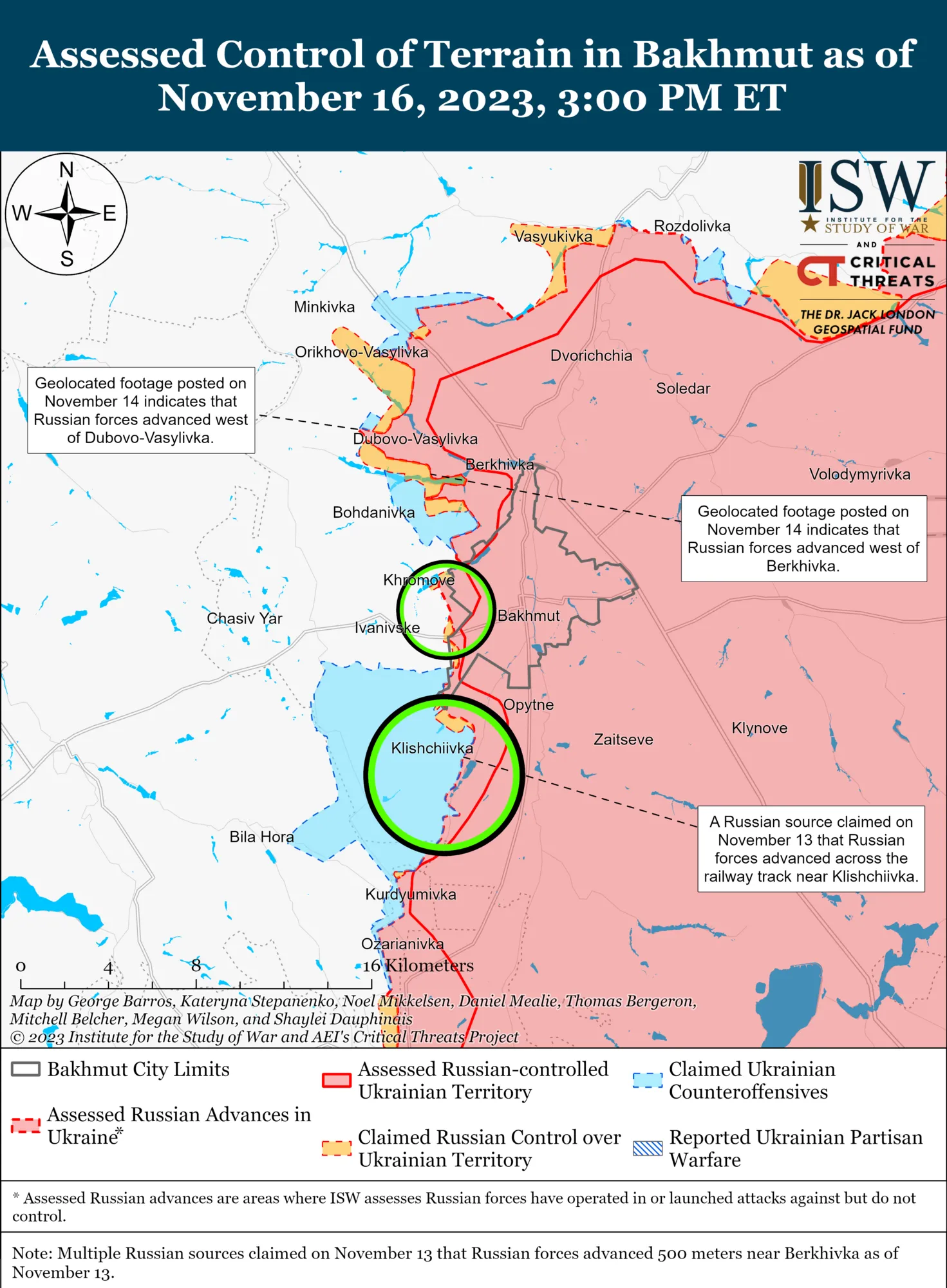 ВСУ ведут штурмовые операции к югу от Бахмута, оккупанты не оставляют попыток окружить Авдеевку – ISW
