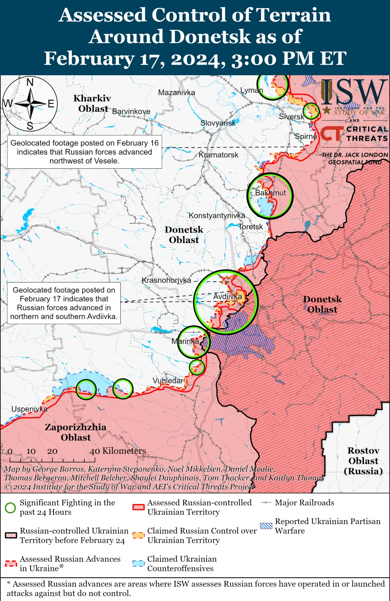 Карта боевых действий в Донецкой области Украины.